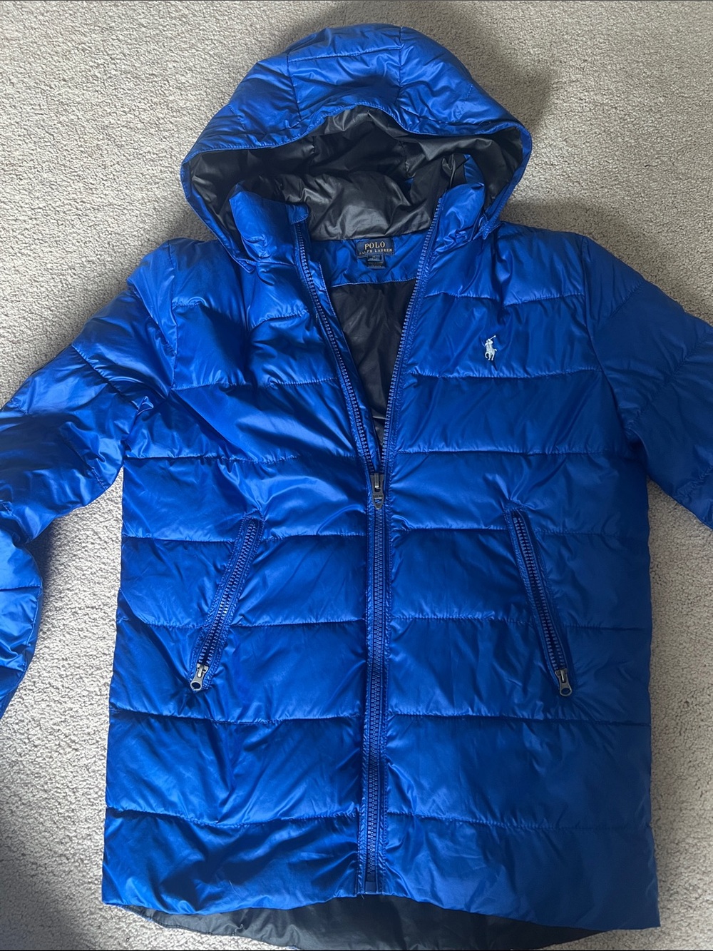 Ralph Lauren Bright Blue Puffer Jacket with Hood